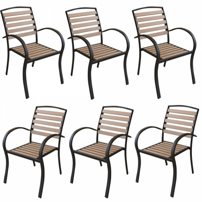 Set 6 scaune cu brate POLYWOOD NATURAL 86x40x45cm B003052-95314