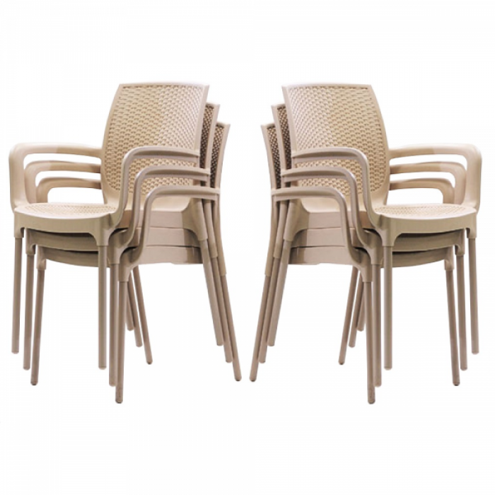 Set 6 scaune RAKI SUNSET RATTAN culoare cappuccino D57xH84xW57xSH45cm polipropilena/fibra sticla