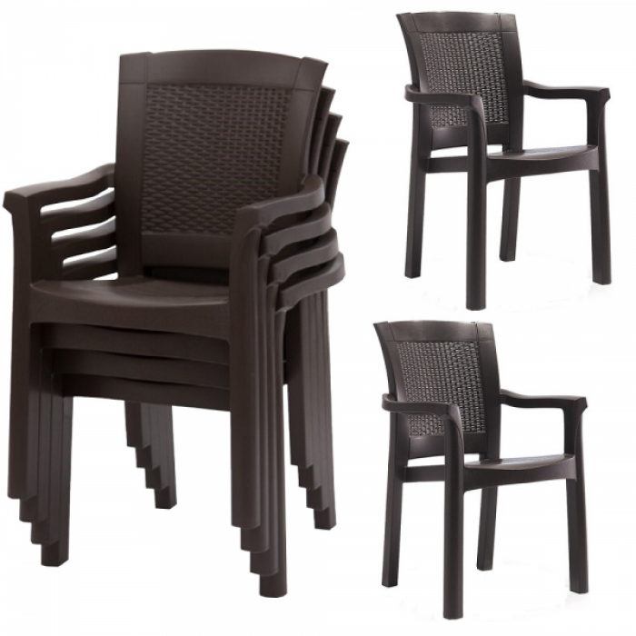 Set 6 scaune RAKI ROMA RATTAN culoare cafea 57x60xh90cm polipropilena/fibra sticla