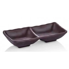 Bol ramekin dublu melamina RAKI, 17,5x8,7xh3,4cm, maro inchis