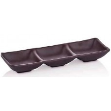 Bol ramekin triplu melamina RAKI, 26,5x8,8xh3,7cm, maro inchis