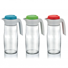 Carafa, cana sticla transparenta RAKI DAISY, 1400ml, componente plastic in diferite culori