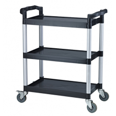 RAKI Carucior debarasare 3 polite 84,5x43x95cm multifunctional, rafturi plastic si stalpi aluminiu