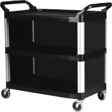 RAKI Carucior servire cu usi si 3 niveluri 102x50x96cm multifunctional, rafturi plastic si stalpi aluminiu