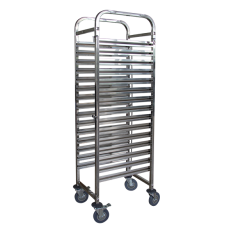 RAKI Carucior transport tavi gastronorm GN cu 15 niveluri, din inox