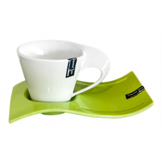 Ceasca cu farfurioara 90ml MN012158 culoare alb-verde