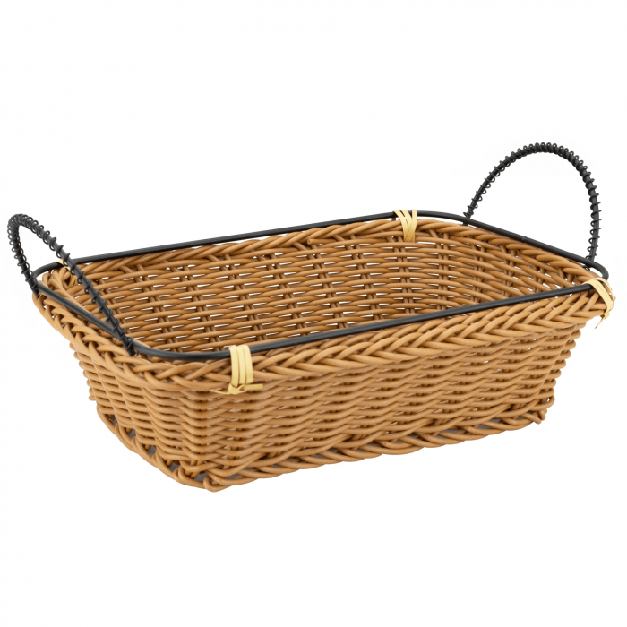 Cos servire paine dreptunghiular RAKI 23x15x7cm cu manere, maro