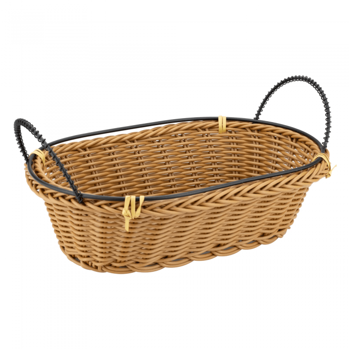 Cos servire paine oval RAKI 23x15x7cm cu manere, maro
