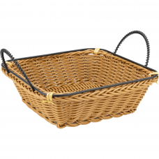 Cos servire paine patrat RAKI 18x18cm cu manere, maro