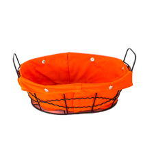 Cos paine oval RAKI 25x20x8cm din metal si panza, orange
