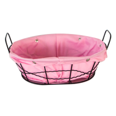 Cos paine oval RAKI 25x20x8cm din metal si panza, roz