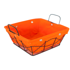 Cos servire paine patrat RAKI 20x20x8cm din metal si panza, orange