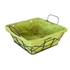 Cos servire paine patrat RAKI 20x20x8cm din metal si panza, verde