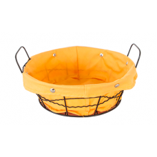 Cos servire paine rotund RAKI 23x8cm din metal si panza, galben