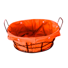 Cos servire paine rotund RAKI 23x8cm din metal si panza, orange