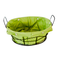 Cos servire paine rotund RAKI 23x8cm din metal si panza, verde