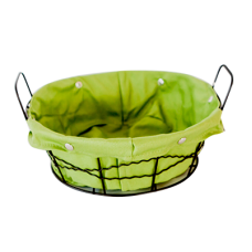 Cos servire paine rotund RAKI 23x8cm din metal si panza, verde