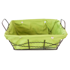 Cos servire paine dreptunghiular RAKI 23x18x8cm din metal si panza, verde