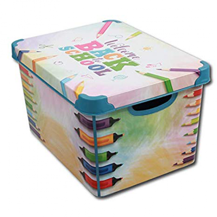 Cutie depozitare plastic cu capac RAKI 10lt 23x34x16cm LBACK TO SCHOOL MN0151610