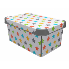 Set 3 cutii cu capac depozitare jucarii RAKI 5lt 19x28x13cm 10lt 23x34x16cm 20lt 23x30x40cm COLORED STAR MN606592601