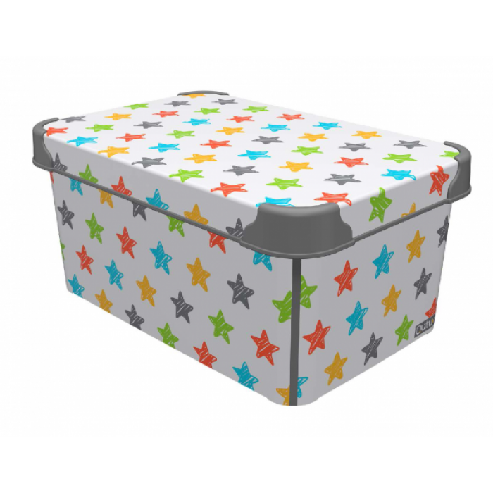 Set 3 cutii cu capac depozitare jucarii RAKI 5lt 19x28x13cm 10lt 23x34x16cm 20lt 23x30x40cm COLORED STAR MN606592601