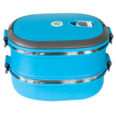 Ansamblu caserole ovale RAKI, termos transport alimente, set 2 piese suprapozabile, inox-plastic, 20x15xh13cm, 1,8l