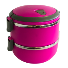 Ansamblu caserole RAKI, termos transport alimente, set 2 piese suprapozabile, inox-plastic, D16xh15cm, 1,5l