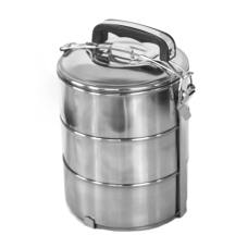 Caserola termica inox transport alimentar RAKI, 3 piese suprapozabile, 14xh16cm, 1,8l