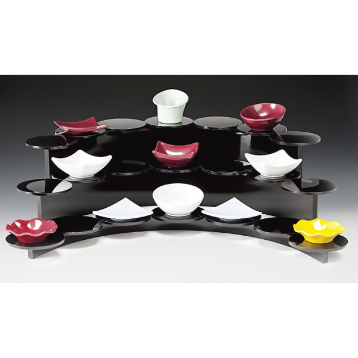 Display bufet aperetiv, 21 locuri, RAKI, cu 3 niveluri h3cm/h8cm/h13cm, acril