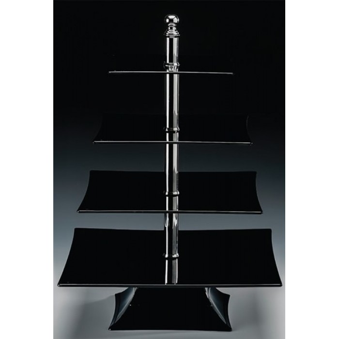 Display prezentare policarbonat RAKI, 35x35xh50cm, cu patru niveluri 20x20cm/25x25cm/30x30cm/35x35cm, negru