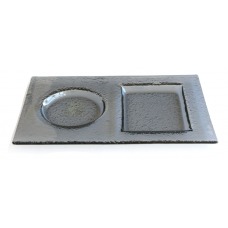 Farfurie RAKI pentru desert 2 compartimente 16x25cm neagra MN0103188