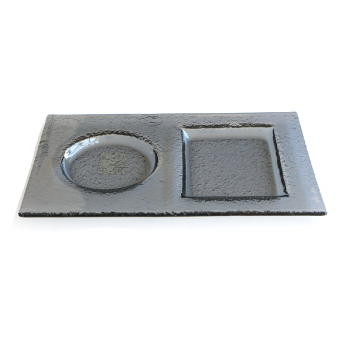 Farfurie RAKI pentru desert 2 compartimente 16x25cm neagra MN0103188