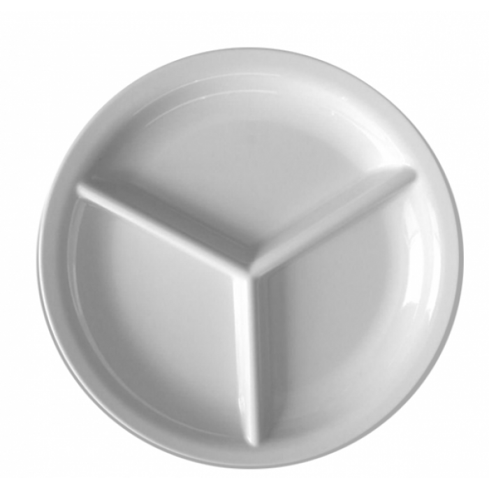 Farfurie rotunda cu 3 compartimente, RAKI, 24xh2,8cm, melamina