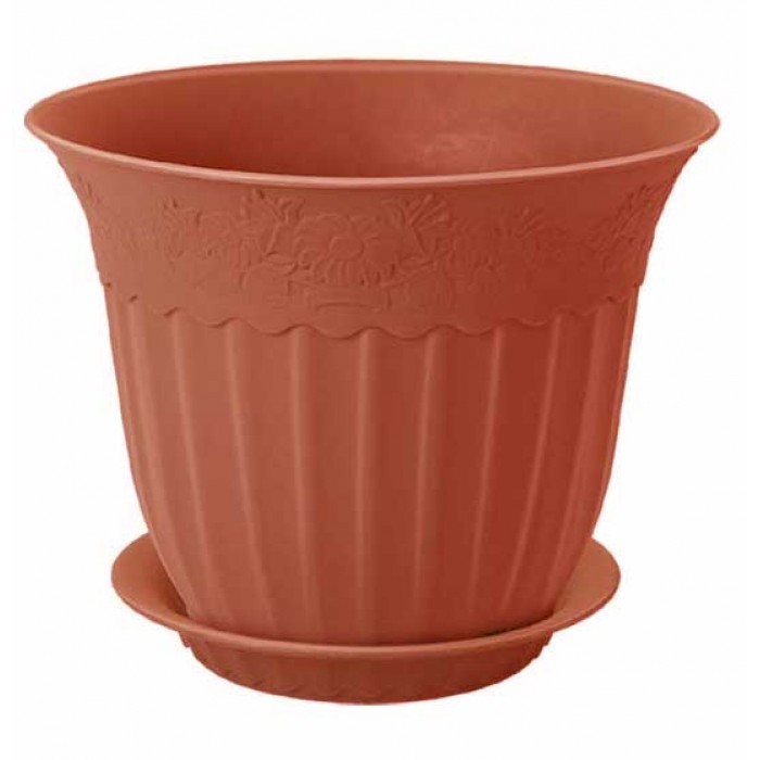 Ghiveci flori cu farfurie ANTIK 1,2lt 15x11cm cafea MN0131407