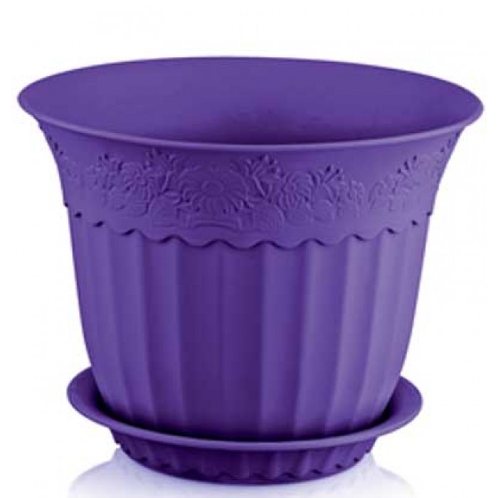 Ghiveci flori cu farfurie ANTIK 2,5lt 20x15cm LILAC MILLENIUM MN0131499