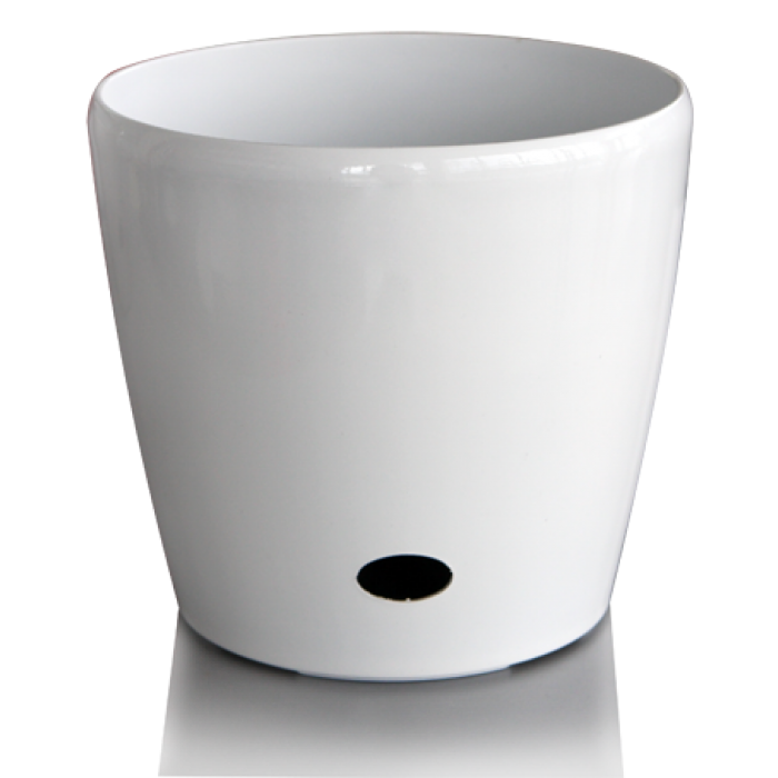 Ghiveci flori PREMIUM cu sistem de udare picurare 22x20cm culoare alba MN019760