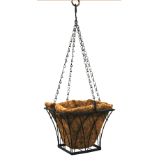 Ghiveci flori suspendabil cu fibra de nuca de cocos patrat 30x30x20cm cu lant MN019786