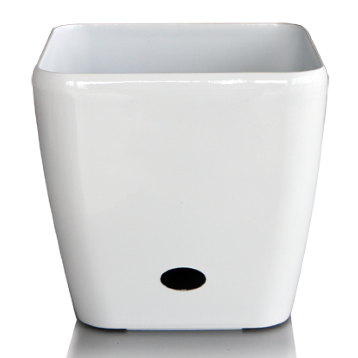 Ghiveci patrat flori PREMIUM cu sistem de udare picurare 37x35cm culoare alba MN019728