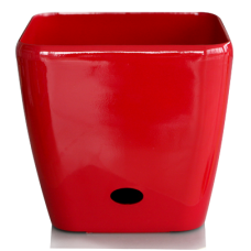 Ghiveci patrat flori PREMIUM cu sistem de udare picurare 28x26cm culoare rosie MN019730