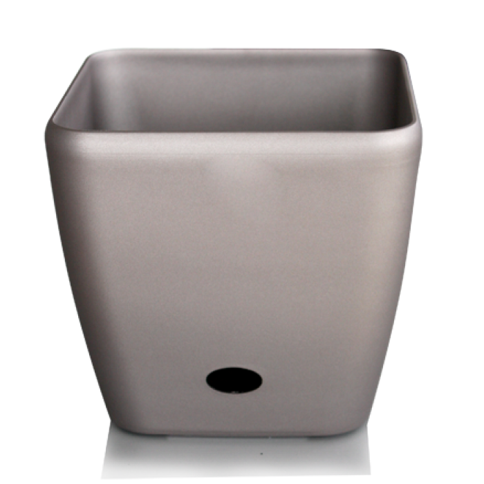Ghiveci patrat flori PREMIUM cu sistem de udare picurare 45x42cm culoare gri MN019720