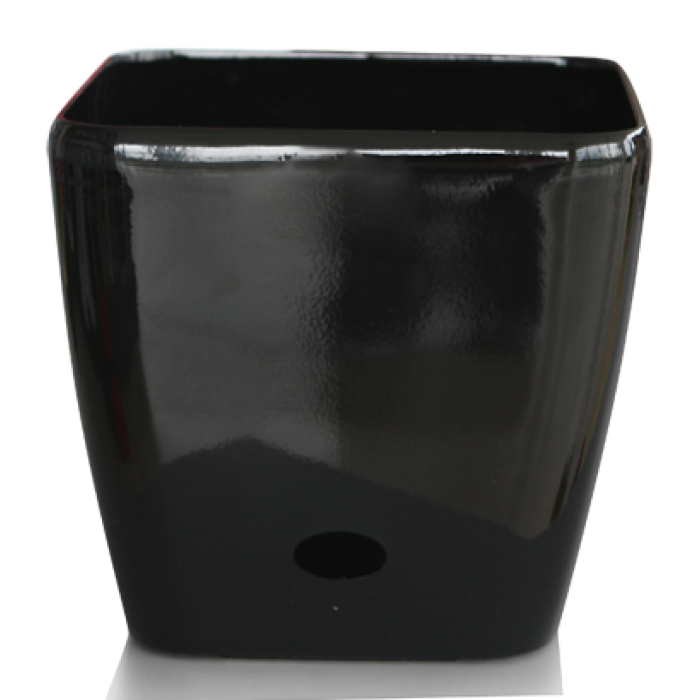 Ghiveci patrat flori PREMIUM cu sistem de udare picurare 37x35cm culoare neagra MN019729