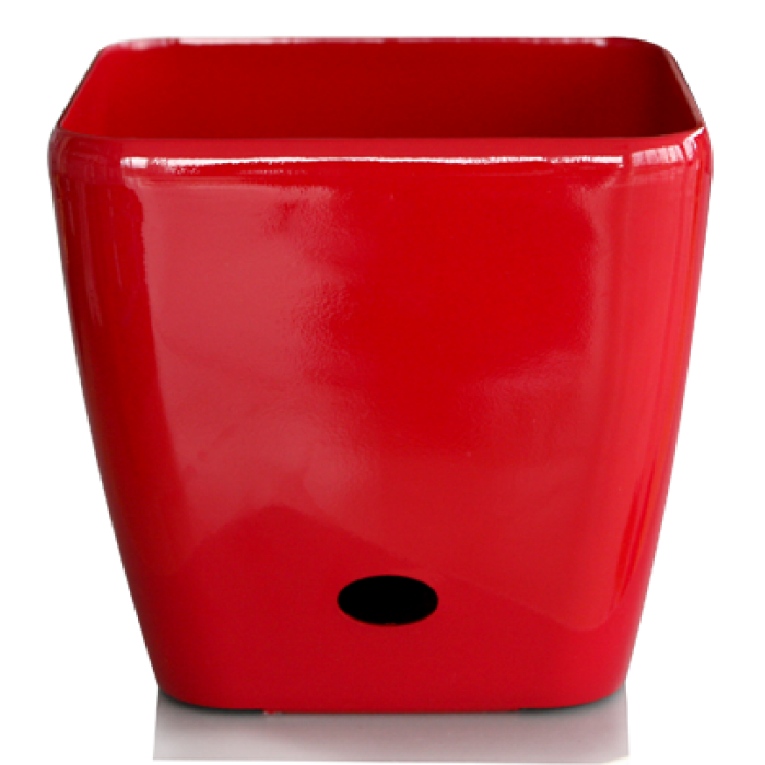 Ghiveci patrat flori PREMIUM cu sistem de udare picurare 45x42cm culoare rosie MN019724