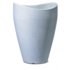 Giveci exterior perete dublu WAVE pentru flori fibra granit alb GLOBE High H 67cm 30lt MN0197142