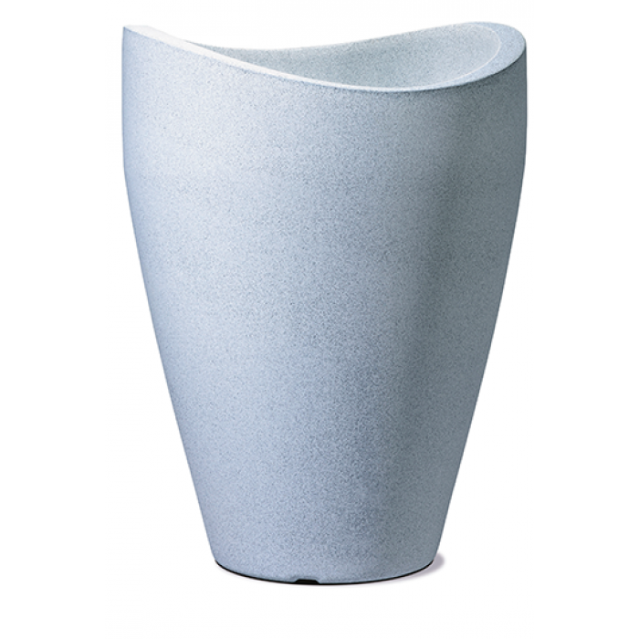 Giveci exterior perete dublu WAVE pentru flori fibra granit alb GLOBE High H 67cm 30lt MN0197142