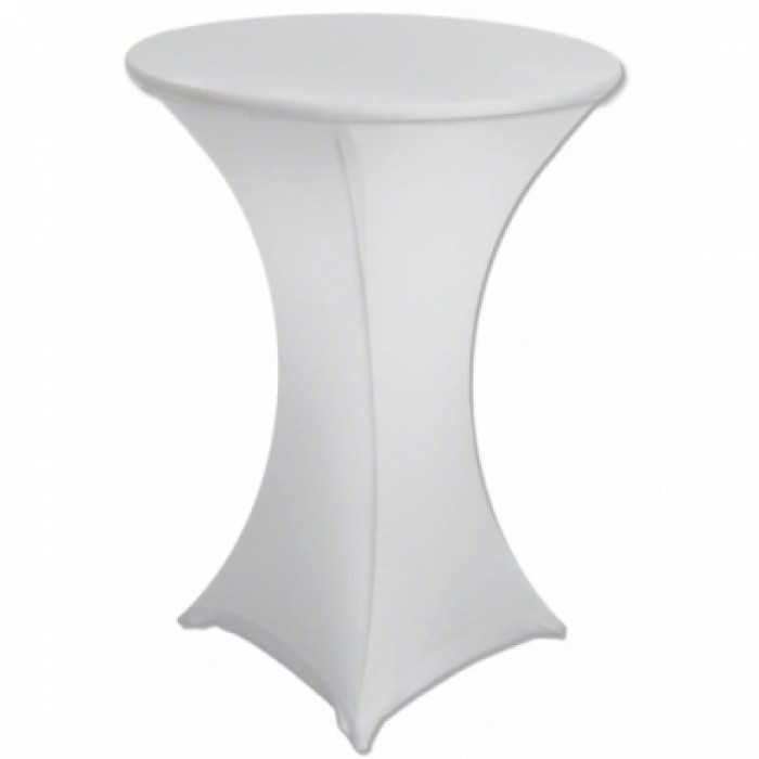 Set masa plianta rotunda inalta catering D80xH110cm cu husa elastica alba