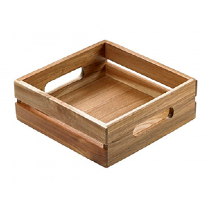 Ladita lemn LEONE prezentare,servire cartofi prajiti,aperitive din salcam 20x20x7cm MN0143128