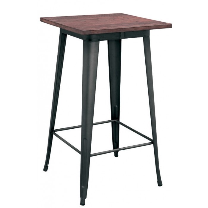 Masa patrata pentru bar RAKI ANTIQUE 60x60x105cm lemn si metal BLACK MATTE