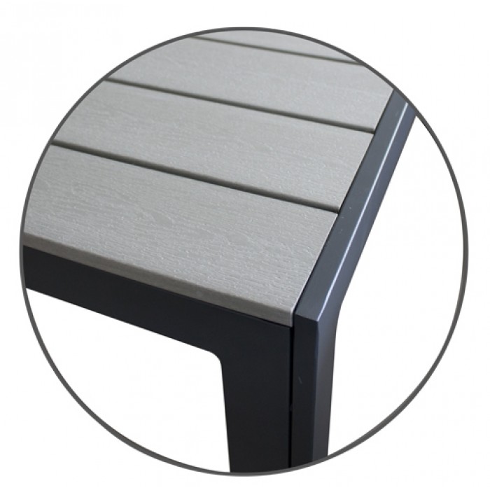 Masa patrata aluminiu si POLYWOOD GREY 90x90x74cm culoare gri lemn artificial