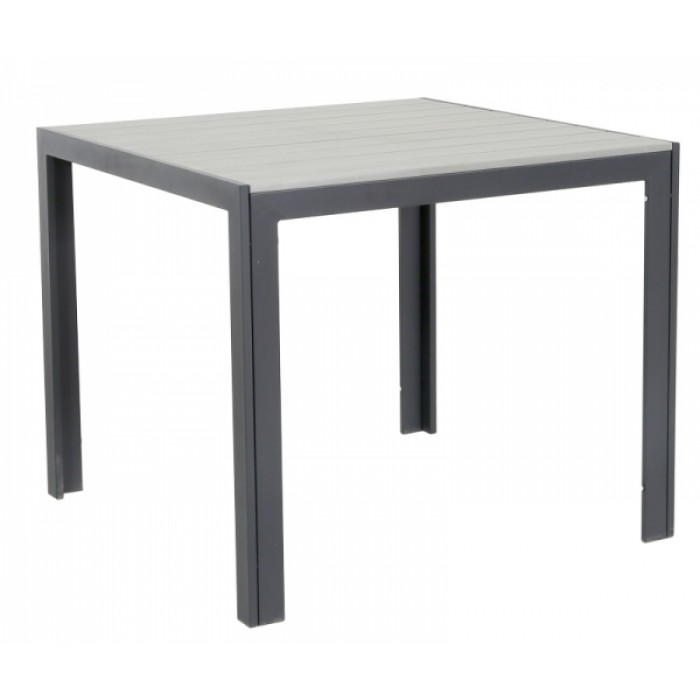 Masa patrata aluminiu si POLYWOOD GREY 90x90x74cm culoare gri lemn artificial