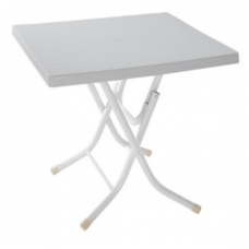 Masa plianta plastic cu picioare metalice 80x80cm MN0151232 culoare alba